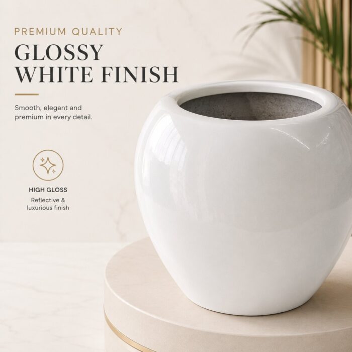Premium White Fiberglass Planter Pot for Indoor & Outdoor Decor Modern Designer Flower Pot (11)