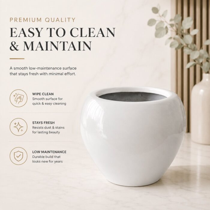 Premium White Fiberglass Planter Pot for Indoor & Outdoor Decor Modern Designer Flower Pot (3)
