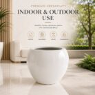 Premium White Fiberglass Planter Pot for Indoor & Outdoor Decor Modern Designer Flower Pot (4)