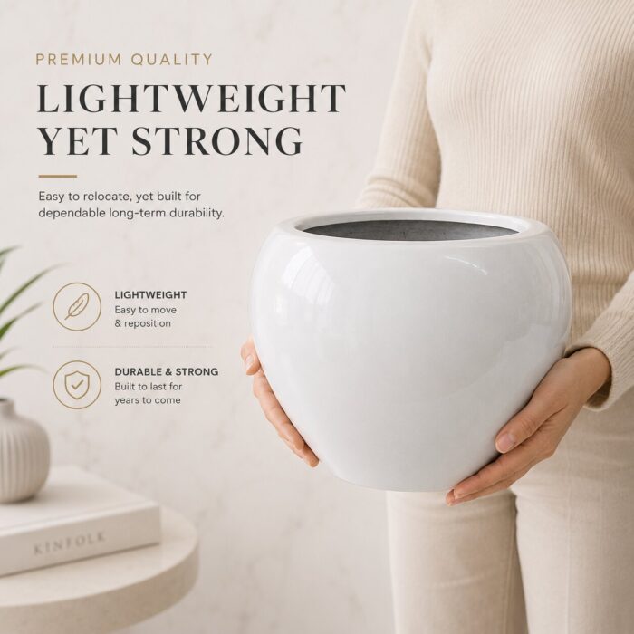 Premium White Fiberglass Planter Pot for Indoor & Outdoor Decor Modern Designer Flower Pot (5)