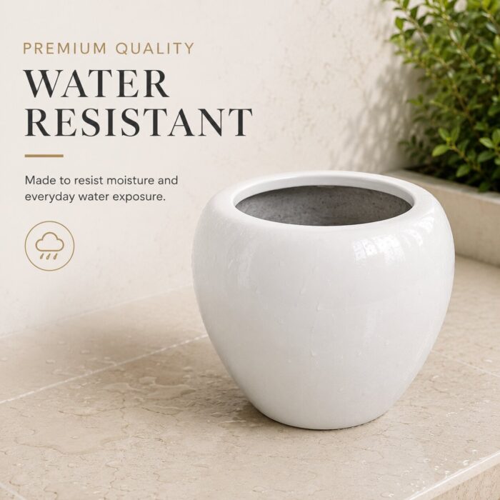 Premium White Fiberglass Planter Pot for Indoor & Outdoor Decor Modern Designer Flower Pot (8)