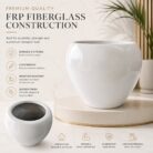 Premium White Fiberglass Planter Pot for Indoor & Outdoor Decor Modern Designer Flower Pot (9)