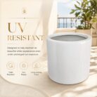 Premium Cylinder Fiberglass Planter Pot Modern White FRP Round Planter for Indoor & Outdoor Decor (4)
