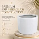 Premium Cylinder Fiberglass Planter Pot Modern White FRP Round Planter for Indoor & Outdoor Decor (5)