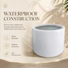 Premium Cylinder Fiberglass Planter Pot Modern White FRP Round Planter for Indoor & Outdoor Decor (6)