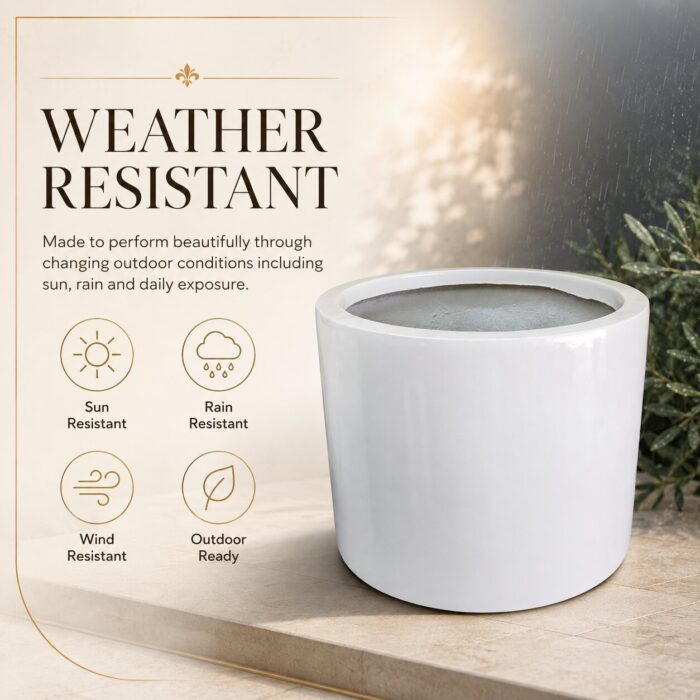 Premium Cylinder Fiberglass Planter Pot Modern White FRP Round Planter for Indoor & Outdoor Decor (7) Premium Cylinder Fiberglass Planter Pot Modern White FRP Round Planter for Indoor & Outdoor Decor (7)