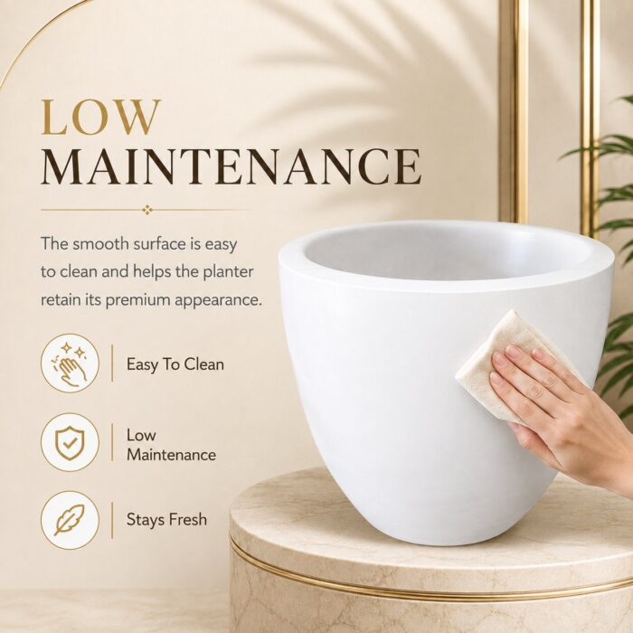 Premium Egg Shape Fiberglass Planter Pot Modern White FRP Flower Pot for Indoor & Outdoor Decor (2)