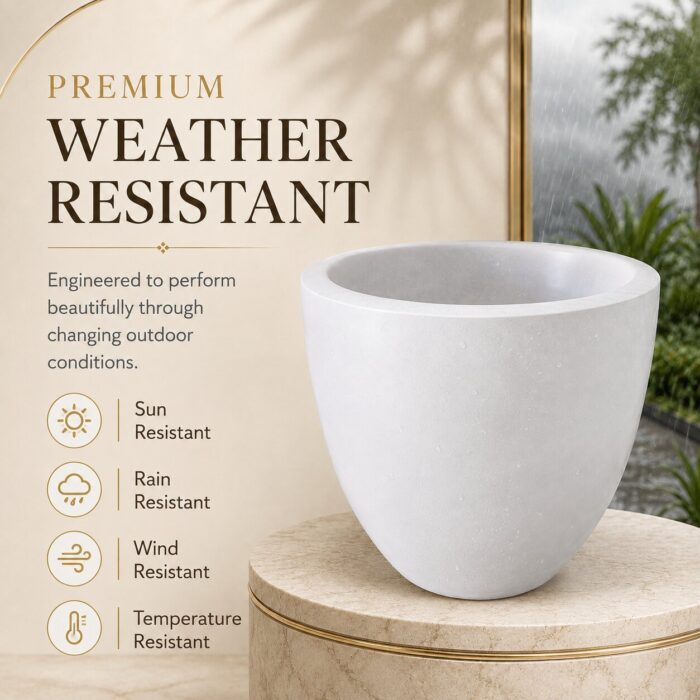 Premium Egg Shape Fiberglass Planter Pot Modern White FRP Flower Pot for Indoor & Outdoor Decor (3)