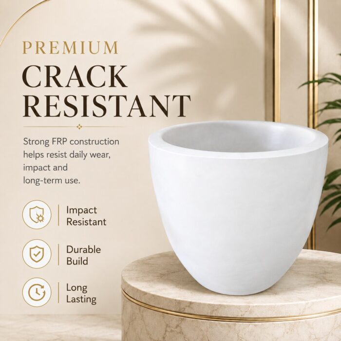 Premium Egg Shape Fiberglass Planter Pot Modern White FRP Flower Pot for Indoor & Outdoor Decor (5)