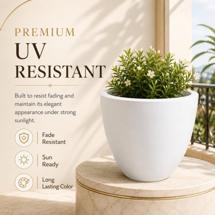 Premium Egg Shape Fiberglass Planter Pot Modern White FRP Flower Pot for Indoor & Outdoor Decor (6)
