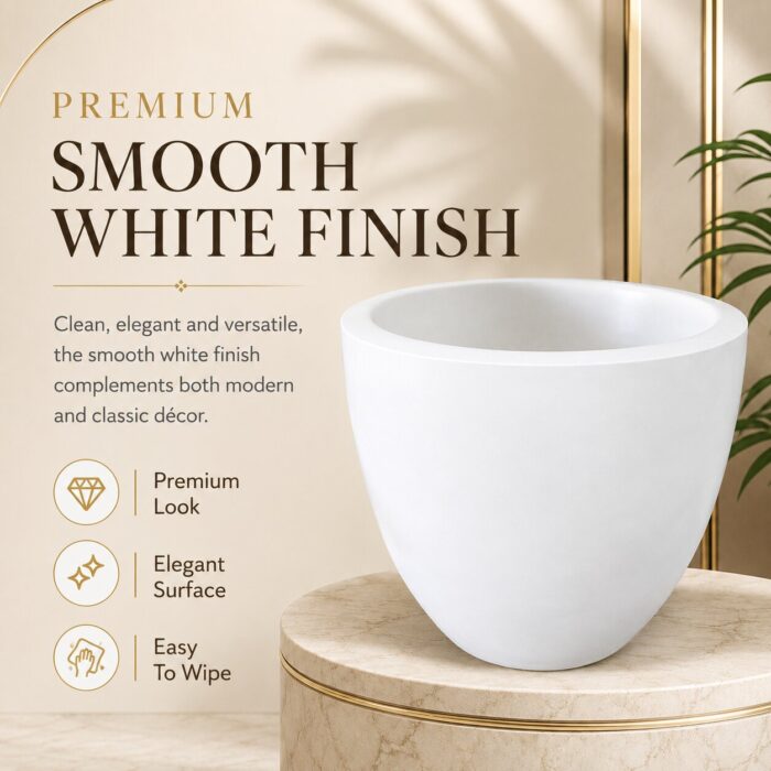 Premium Egg Shape Fiberglass Planter Pot Modern White FRP Flower Pot for Indoor & Outdoor Decor (8)