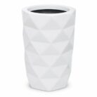 Premium Geometric White Fiberglass Planter Pot Modern Diamond Cut FRP Designer Planter (1)