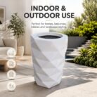 Premium Geometric White Fiberglass Planter Pot Modern Diamond Cut FRP Designer Planter (2)