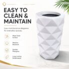 Premium Geometric White Fiberglass Planter Pot Modern Diamond Cut FRP Designer Planter (3)