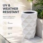 Premium Geometric White Fiberglass Planter Pot Modern Diamond Cut FRP Designer Planter (4)