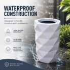 Premium Geometric White Fiberglass Planter Pot Modern Diamond Cut FRP Designer Planter (6)