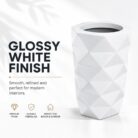 Premium Geometric White Fiberglass Planter Pot Modern Diamond Cut FRP Designer Planter (7)