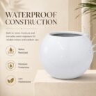 Premium Globe Fiberglass Planter Pot Luxury White Round FRP Flower Pot for Indoor & Outdoor Decor (6)