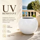 Premium Globe Fiberglass Planter Pot Luxury White Round FRP Flower Pot for Indoor & Outdoor Decor (7)