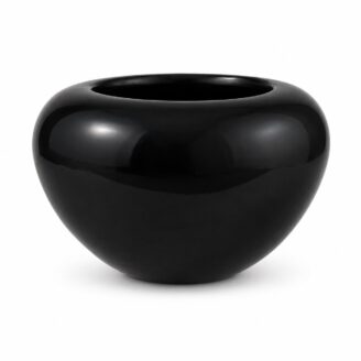 Premium Glossy Black Fiberglass Planter Pot | Luxury Round FRP Flower Pot for Indoor & Outdoor Decor