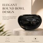 Premium Glossy Black Fiberglass Planter Pot Luxury Round FRP Flower Pot for Indoor & Outdoor Decor (10)