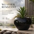 Premium Glossy Black Fiberglass Planter Pot Luxury Round FRP Flower Pot for Indoor & Outdoor Decor (4)
