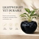 Premium Glossy Black Fiberglass Planter Pot Luxury Round FRP Flower Pot for Indoor & Outdoor Decor (6)