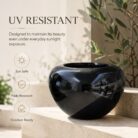 Premium Glossy Black Fiberglass Planter Pot Luxury Round FRP Flower Pot for Indoor & Outdoor Decor (8)