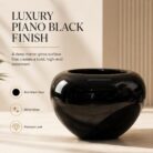 Premium Glossy Black Fiberglass Planter Pot Luxury Round FRP Flower Pot for Indoor & Outdoor Decor (9)