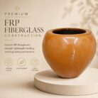 Premium Glossy Caramel Brown Fiberglass Planter Pot Luxury Round FRP Flower Pot for Indoor & Outdoor Decor (2)