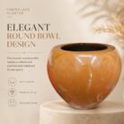 Premium Glossy Caramel Brown Fiberglass Planter Pot Luxury Round FRP Flower Pot for Indoor & Outdoor Decor (3)