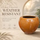 Premium Glossy Caramel Brown Fiberglass Planter Pot Luxury Round FRP Flower Pot for Indoor & Outdoor Decor (4)