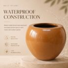 Premium Glossy Caramel Brown Fiberglass Planter Pot Luxury Round FRP Flower Pot for Indoor & Outdoor Decor (8)