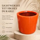 Premium Glossy Orange Fiberglass Planter Pot Modern FRP Cylinder Flower Pot for Indoor & Outdoor Decor (1)