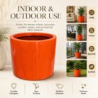 Premium Glossy Orange Fiberglass Planter Pot Modern FRP Cylinder Flower Pot for Indoor & Outdoor Decor (10)