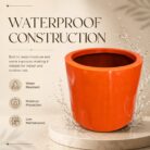 Premium Glossy Orange Fiberglass Planter Pot Modern FRP Cylinder Flower Pot for Indoor & Outdoor Decor (3)