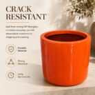 Premium Glossy Orange Fiberglass Planter Pot Modern FRP Cylinder Flower Pot for Indoor & Outdoor Decor (4)