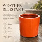 Premium Glossy Orange Fiberglass Planter Pot Modern FRP Cylinder Flower Pot for Indoor & Outdoor Decor (5)