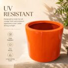 Premium Glossy Orange Fiberglass Planter Pot Modern FRP Cylinder Flower Pot for Indoor & Outdoor Decor (6)