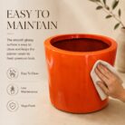 Premium Glossy Orange Fiberglass Planter Pot Modern FRP Cylinder Flower Pot for Indoor & Outdoor Decor (7)