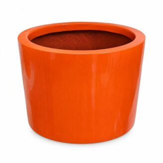 Premium Glossy Orange Fiberglass Planter Pot | Modern FRP Cylinder Flower Pot for Indoor & Outdoor Decor