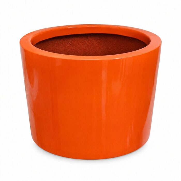 Premium Glossy Orange Fiberglass Planter Pot Modern FRP Cylinder Flower Pot for Indoor & Outdoor Decor (9)