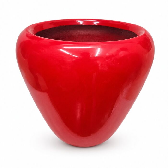 Premium Glossy Red Fiberglass Planter Pot Luxury Modern FRP Flower Pot for Indoor & Outdoor Decor (1)
