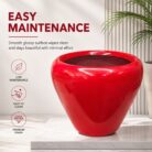 Premium Glossy Red Fiberglass Planter Pot Luxury Modern FRP Flower Pot for Indoor & Outdoor Decor (2)