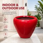 Premium Glossy Red Fiberglass Planter Pot Luxury Modern FRP Flower Pot for Indoor & Outdoor Decor (4)