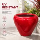 Premium Glossy Red Fiberglass Planter Pot Luxury Modern FRP Flower Pot for Indoor & Outdoor Decor (6)
