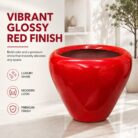 Premium Glossy Red Fiberglass Planter Pot Luxury Modern FRP Flower Pot for Indoor & Outdoor Decor (7)