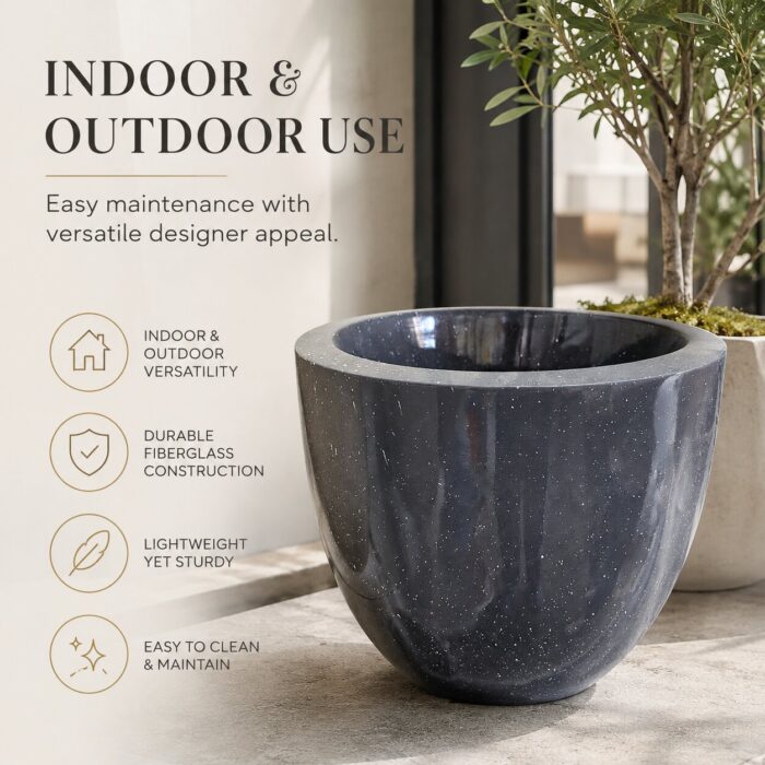 Premium Grey Speckled Fiberglass Planter Pot Luxury Galaxy Finish FRP Flower Pot for Indoor & Outdoor Decor (10) Premium Grey Speckled Fiberglass Planter Pot Luxury Galaxy Finish FRP Flower Pot for Indoor & Outdoor Decor (10)