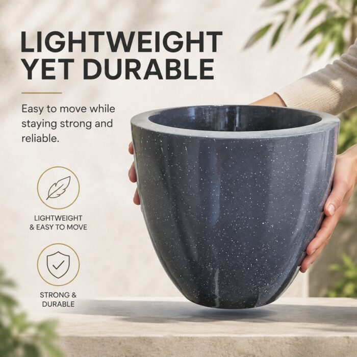 Premium Grey Speckled Fiberglass Planter Pot Luxury Galaxy Finish FRP Flower Pot for Indoor & Outdoor Decor (2) Premium Grey Speckled Fiberglass Planter Pot Luxury Galaxy Finish FRP Flower Pot for Indoor & Outdoor Decor (2)