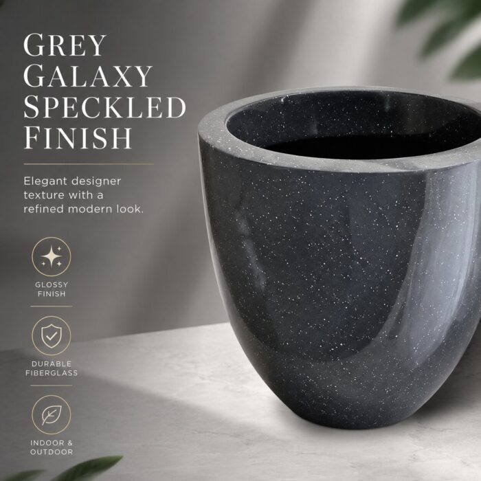 Premium Grey Speckled Fiberglass Planter Pot Luxury Galaxy Finish FRP Flower Pot for Indoor & Outdoor Decor (3) Premium Grey Speckled Fiberglass Planter Pot Luxury Galaxy Finish FRP Flower Pot for Indoor & Outdoor Decor (3)